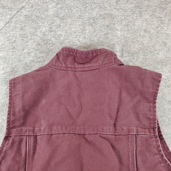 Carhartt Vest Womens Small Burgundy Red Duck Canvas 104224 V26 Sherpa Lined Work - Picture 9 of 10